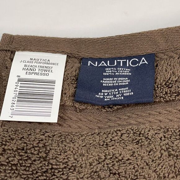 NEW Nautica 1 Hand Towel Espresso Color 100% Cotton Brown Bathroom Linen Coffee - Picture 2 of 3